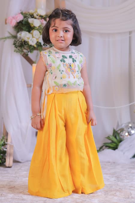 Lil Angels Butterfly Embroidered Top With Palazzo 