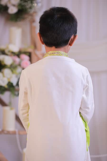 Lil Angels Green Bandhej Pattern Kurta Set 