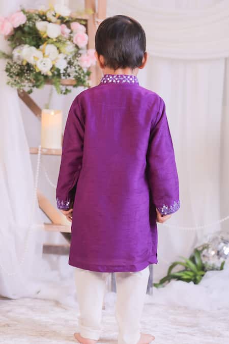 Lil Angels Purple Abla Mirror Work Kurta Set 