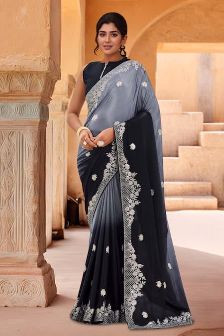 Samyukta Singhania Flora Embroidered Ombre Saree With Blouse 