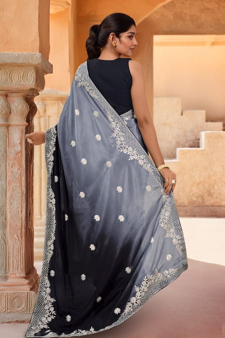 Samyukta Singhania Flora Embroidered Ombre Saree With Blouse 