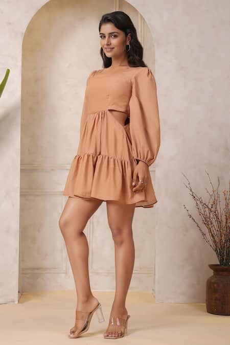 Naintara Bajaj Brown Tiered Dress 