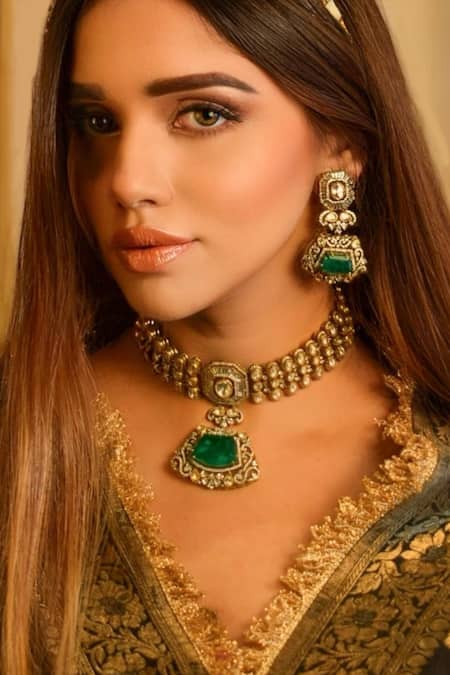 Amaara Jewels MNH Polki & Emerald Ruby Choker Set 