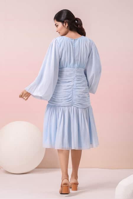 Naintara Bajaj Powder Blue Pleated Dress 