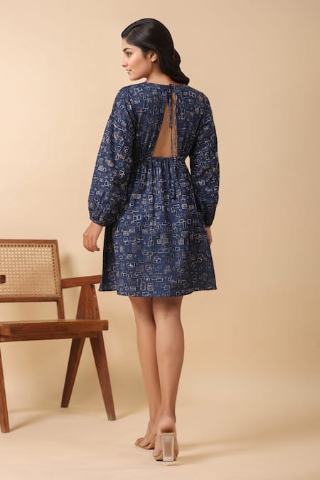 Naintara Bajaj Abstract Print Backless Dress 