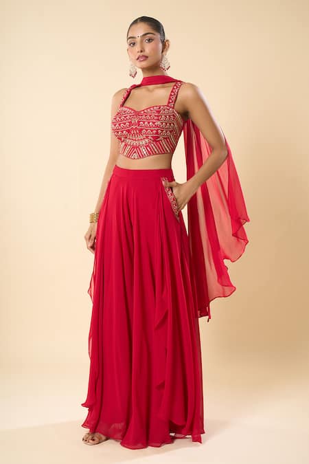 Samyukta Singhania Pink Taffeta, Georgette Embroidery, Metallic Thread, Hand Blouse Sharara Set Online at Aza Fashions Samyukta Singhania_Pink Taffeta, Georgette Embroidery, Metallic Thread, Hand Blouse Sharara Set _Online_at_Aza_Fashions