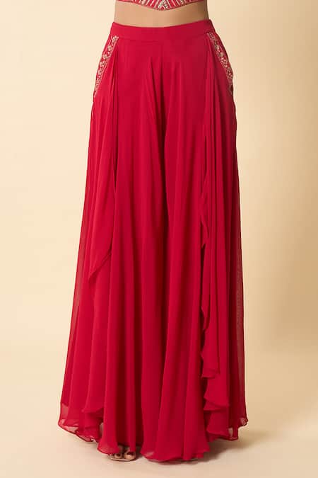 Shop Samyukta Singhania Pink Taffeta, Georgette Embroidery, Metallic Thread, Hand Blouse Sharara Set Online at Aza Fashions Shop_Samyukta Singhania_Pink Taffeta, Georgette Embroidery, Metallic Thread, Hand Blouse Sharara Set _Online_at_Aza_Fashions