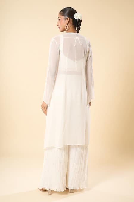 Samyukta Singhania Hand Embroidered Jacket Palazzo Set 