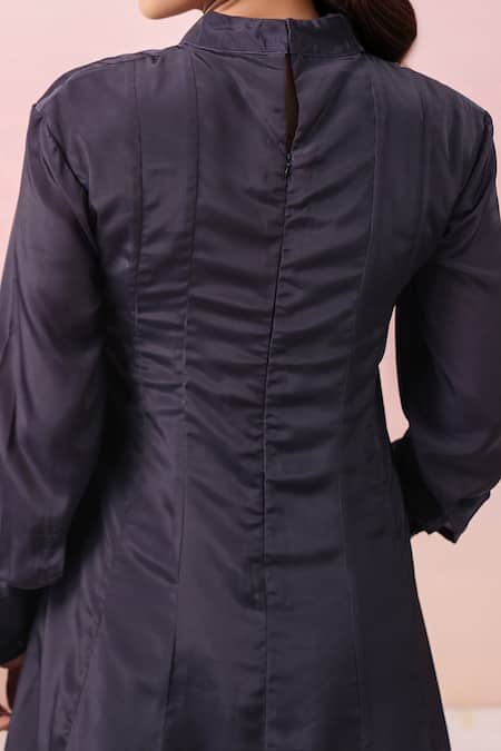 Buy_Naintara Bajaj_Black Crepe Turtle Neck A-line Dress _Online_at_Aza_Fashions