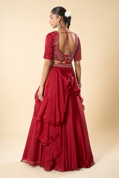 Samyukta Singhania Hand Embroidered Blouse Lehenga Set 