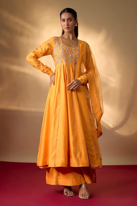 The Aarya Chanderi Zardozi Embroidered Anarkali Set