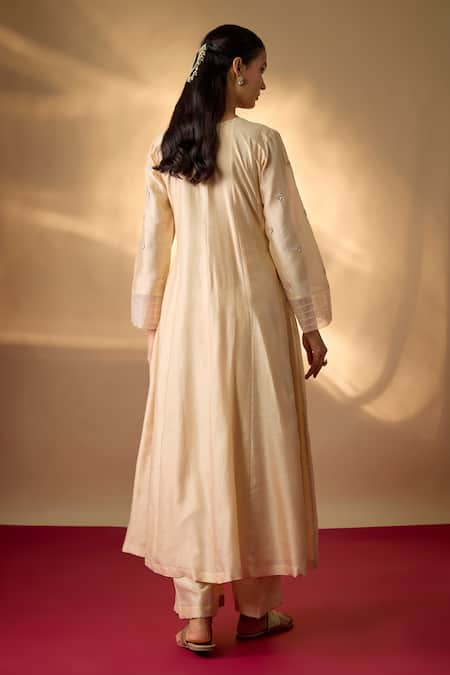 The Aarya Chanderi Zardozi Embroidered Anarkali Set 