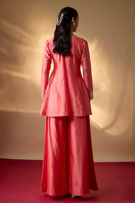 The Aarya Chanderi Zardozi Embroidered Peplum Kurta Set 