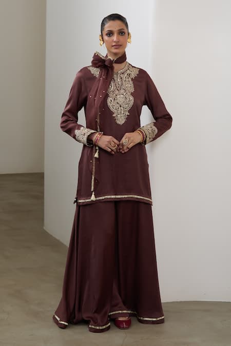 Sheela Suthar Silk Embroidered Short Kurta & Sharara Set 