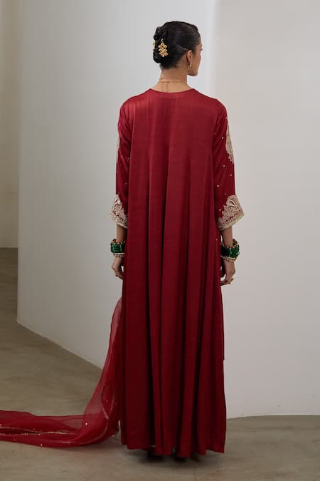 Sheela Suthar Silk Embroidered Asymmetric Anarkali Set 