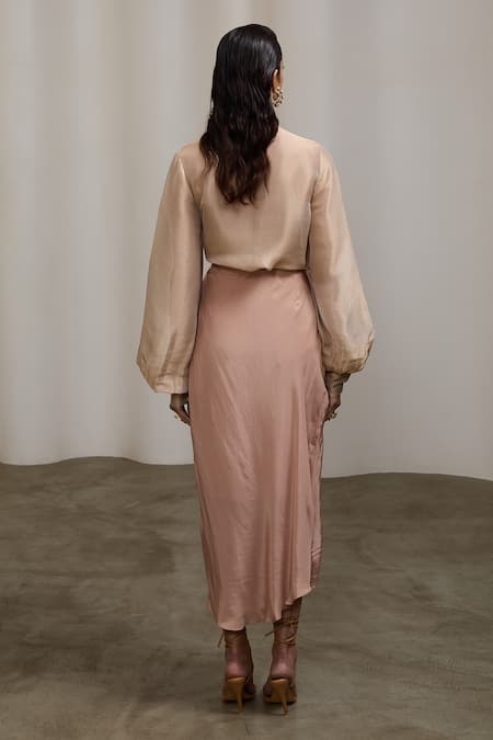 Sheela Suthar Glass Bead & Pearl Embroidered Shirt With Skirt 