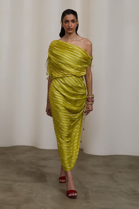 Sheela Suthar Ruched One Shoulder Dress  