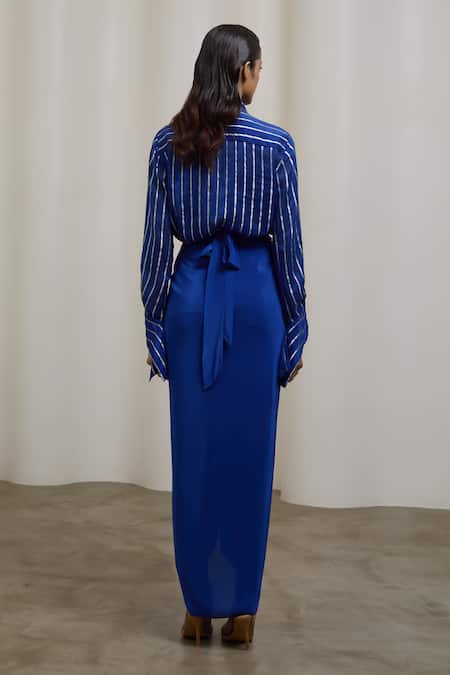 Sheela Suthar Striped Shirt & Tie-Up Skirt Set 