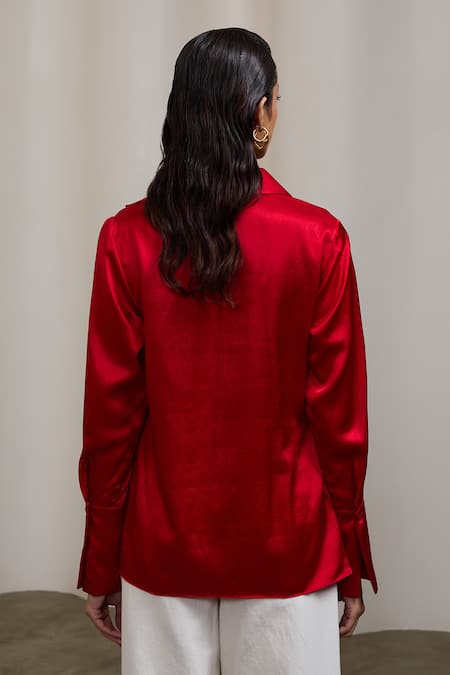 Sheela Suthar Asymmetric Placket Detail Gaji Silk Shirt 