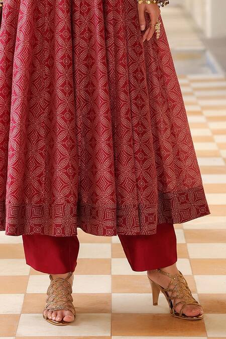 Buy Label Niti Bothra Maroon Silk, , Silk, Organza Zari, Printed Anarkali Set Online at Aza Fashions Buy_Label Niti Bothra_Maroon Silk, , Silk, Organza Zari, Printed Anarkali Set _Online_at_Aza_Fashions