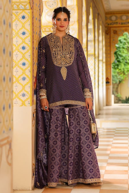 Label Niti Bothra Purple Printed Sharara Set 
