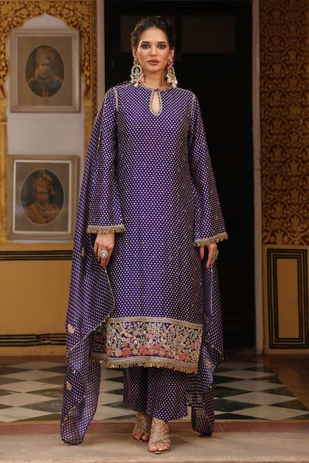 Label Niti Bothra Printed Mayur Applique Embroidered Kurta Set 