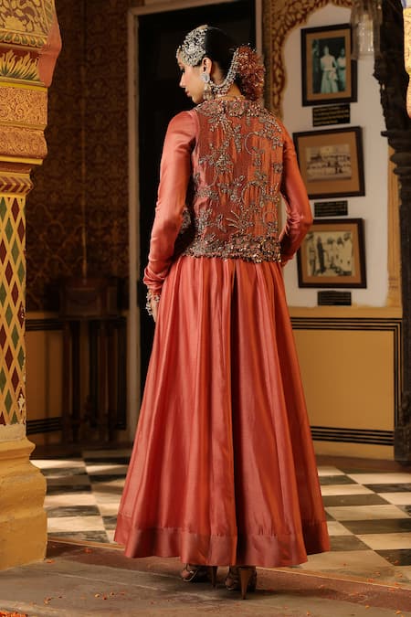 Label Niti Bothra Rose Pink Jacket Kalidaar Set 