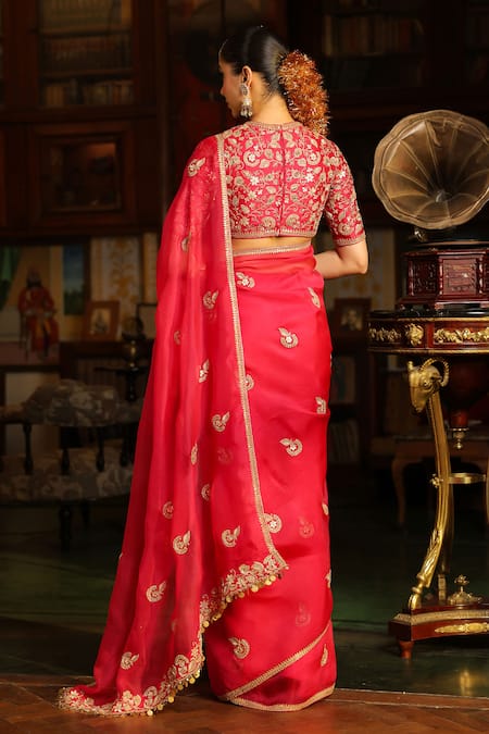 Label Niti Bothra Gota Patti Work Saree With Blouse 