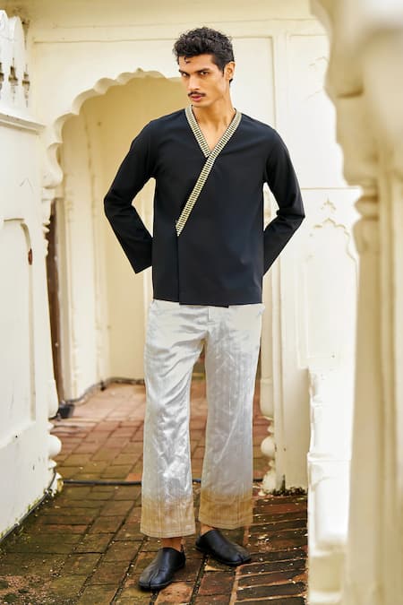 Dash And Dot Benares Silk Brocade Border Pant 