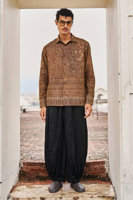 Shop Dash And Dot Black Viscose Crushed Crinkled Pant Online at Aza Fashions Shop_Dash And Dot_Black Viscose Crushed Crinkled Pant _Online_at_Aza_Fashions