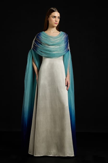 Akhl Draped Tulle Fall-Panelled Dress 