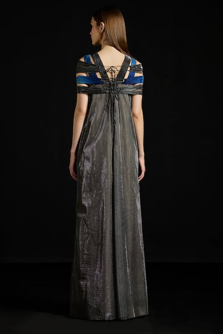 Akhl Interwoven Yoke Metallic Kaftan Dress 