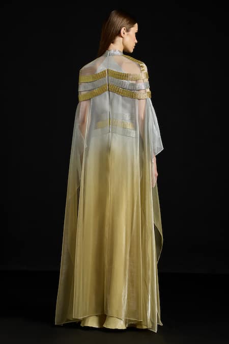 Akhl Satin Overlay Metallic Kaftan Dress 