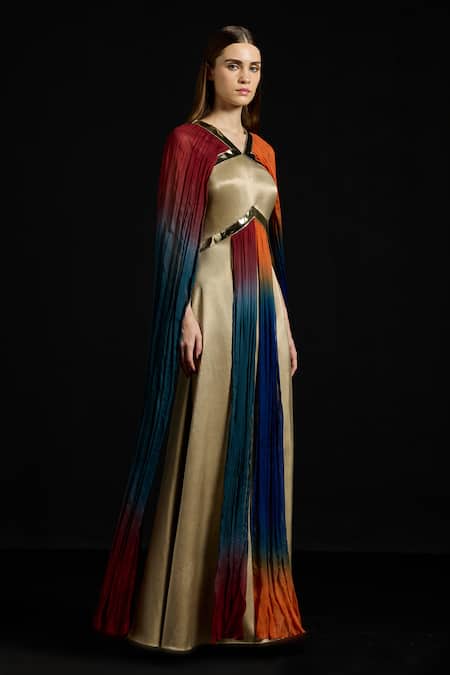 Akhl Fall-Panelled Gradient Satin Kaftan Dress 