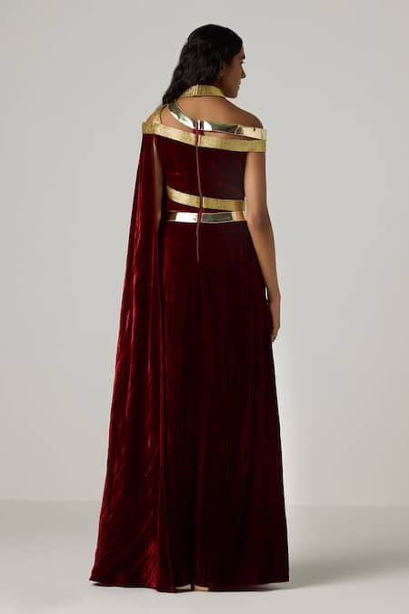 Akhl Velvet Metallic Wrap Kaftan Dress 