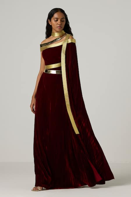 Akhl Velvet Metallic Wrap Kaftan Dress 
