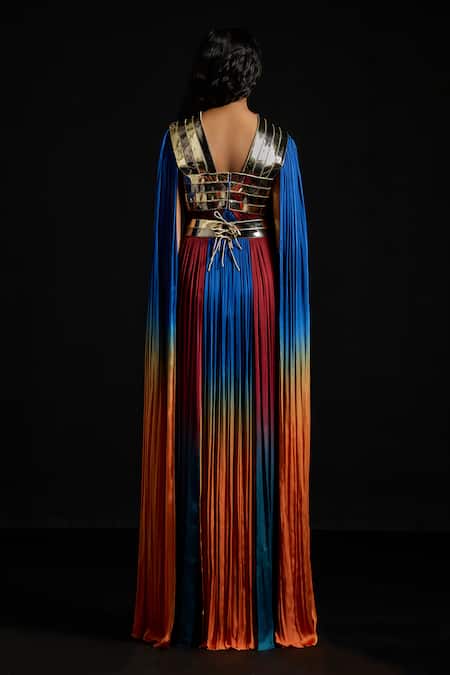 Akhl Gradient Chiffon & Tulle Kaftan Dress 