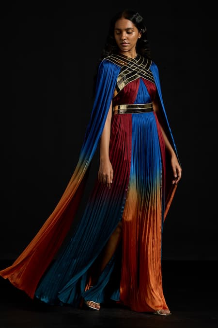Akhl Gradient Chiffon & Tulle Kaftan Dress 