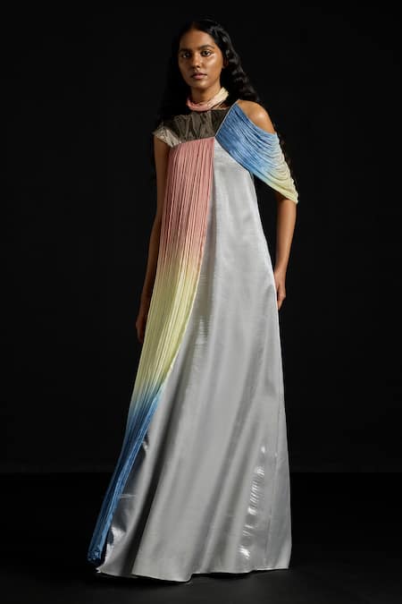 Akhl Metallic Plate Draped Kaftan 