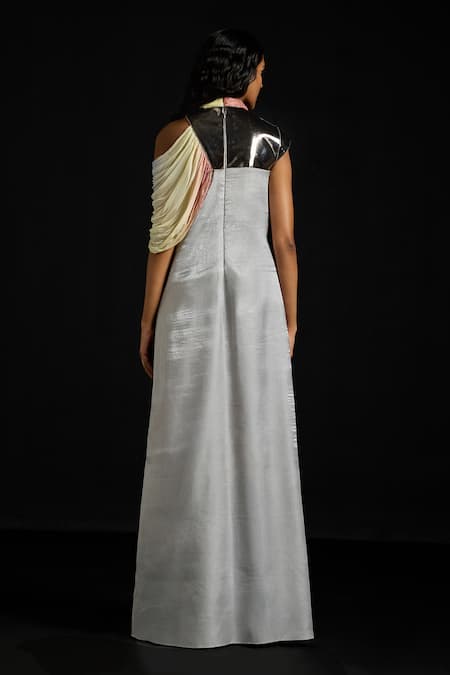 Akhl Metallic Plate Draped Kaftan 