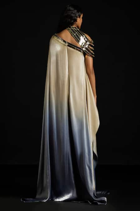 Akhl Metallic Yoke Asymmetric Kaftan 
