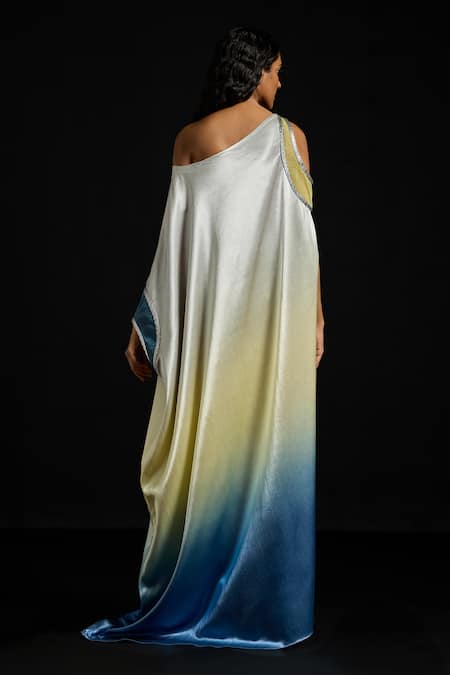 Akhl Asymmetric Gradient Satin Kaftan 