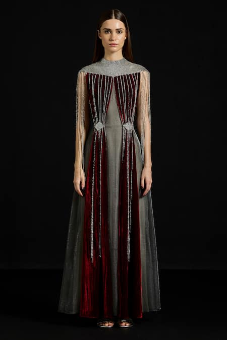 Akhl Velvet & Sequins Fringe Dress 