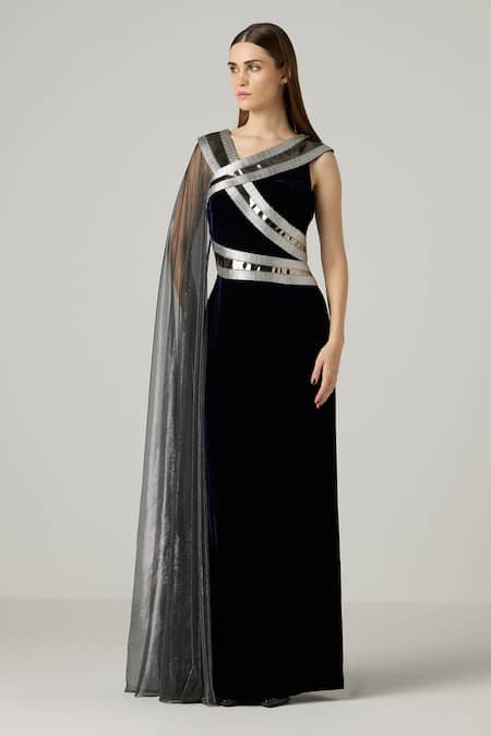 Akhl Metallic Tape Velvet Dress 