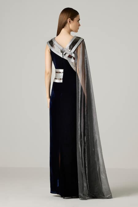 Akhl Metallic Tape Velvet Dress 