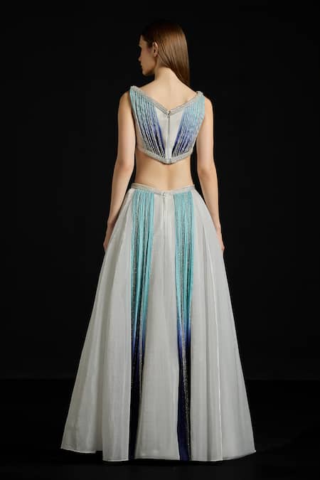 Akhl Gathered Chiffon Sequins Skirt Set 