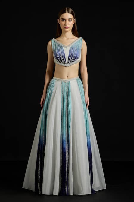 Akhl Gathered Chiffon Sequins Skirt Set 