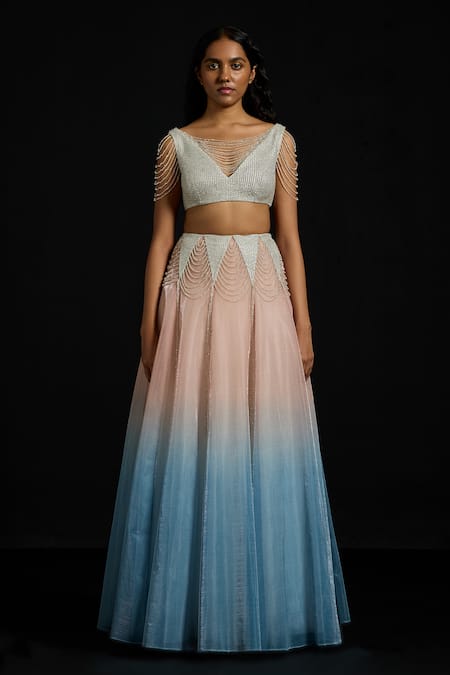 Akhl Sequin Fringes Skirt Set 