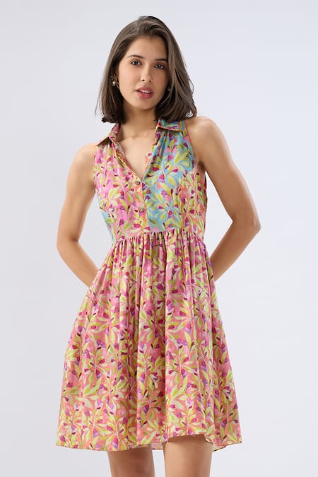 Raw & Rustic By Niti Bothra Multicolor Sleeveless Floral Print Dress 