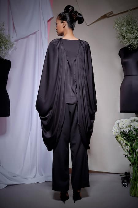 Echke Black Zara Satin Zipper Top 